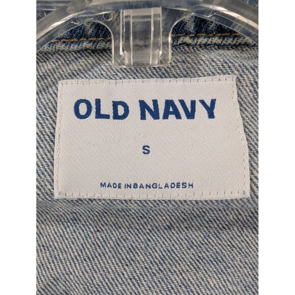 Old Navy Jacket Womens Small Blue Denim Cropped Medium Washed Jean 100% Cotton - Picture 7 of 9
